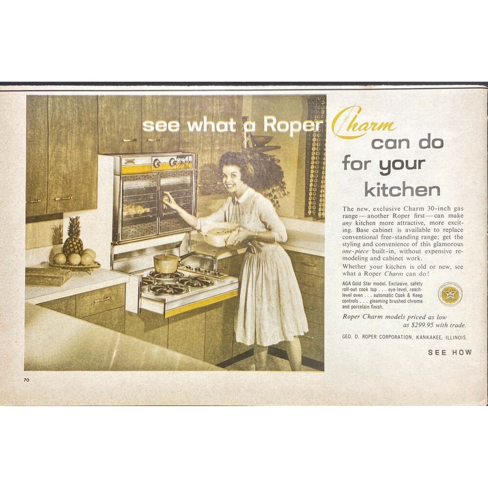 Roper Charm 30-inch Gas Range "can do for your kitchen" Vintage Print Ad 1972